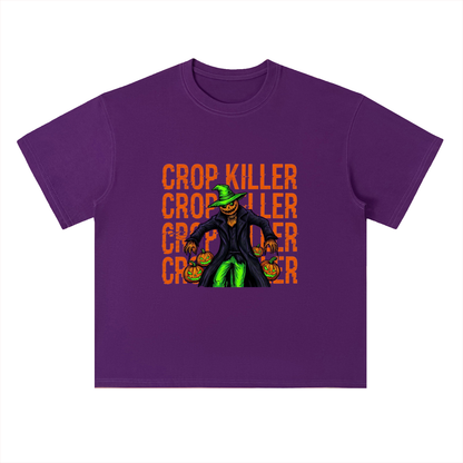 Crop Killer Halloween Scarecrow Graphic Drop Shoulder Tee