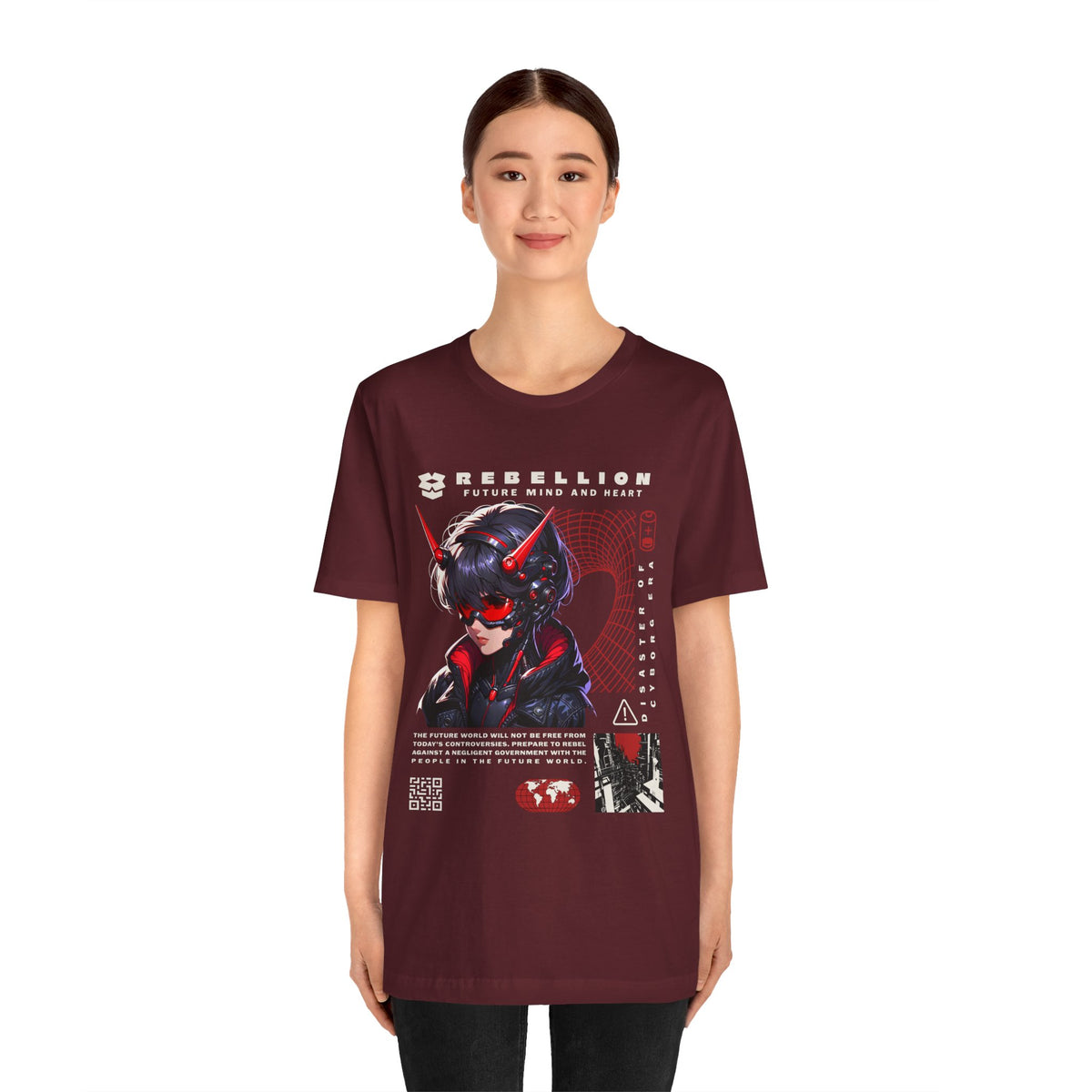 Anime Devil Girl Graphic Tee — "Rebellion" Cyberpunk Streetwear