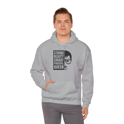 Queen Portrait Hoodie — "Strong Beauty Smart Powerful Queen" Empowerment Sweatshirt