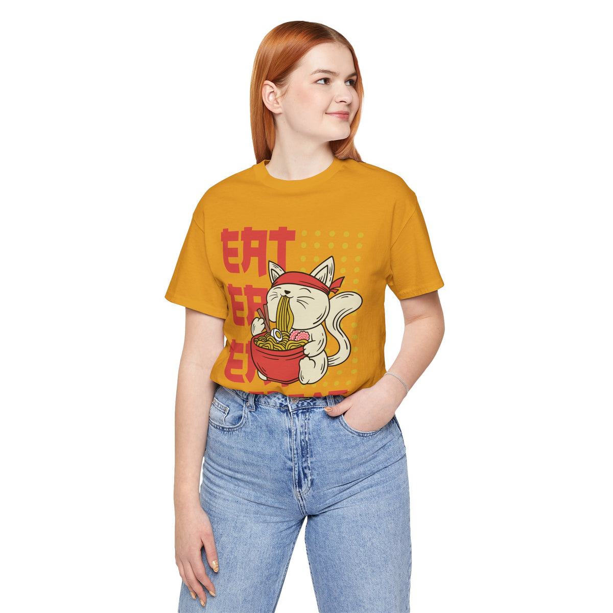 Ramen Cat Tee — "Eat Sleep Repeat" Cute Noodle Lover T-Shirt