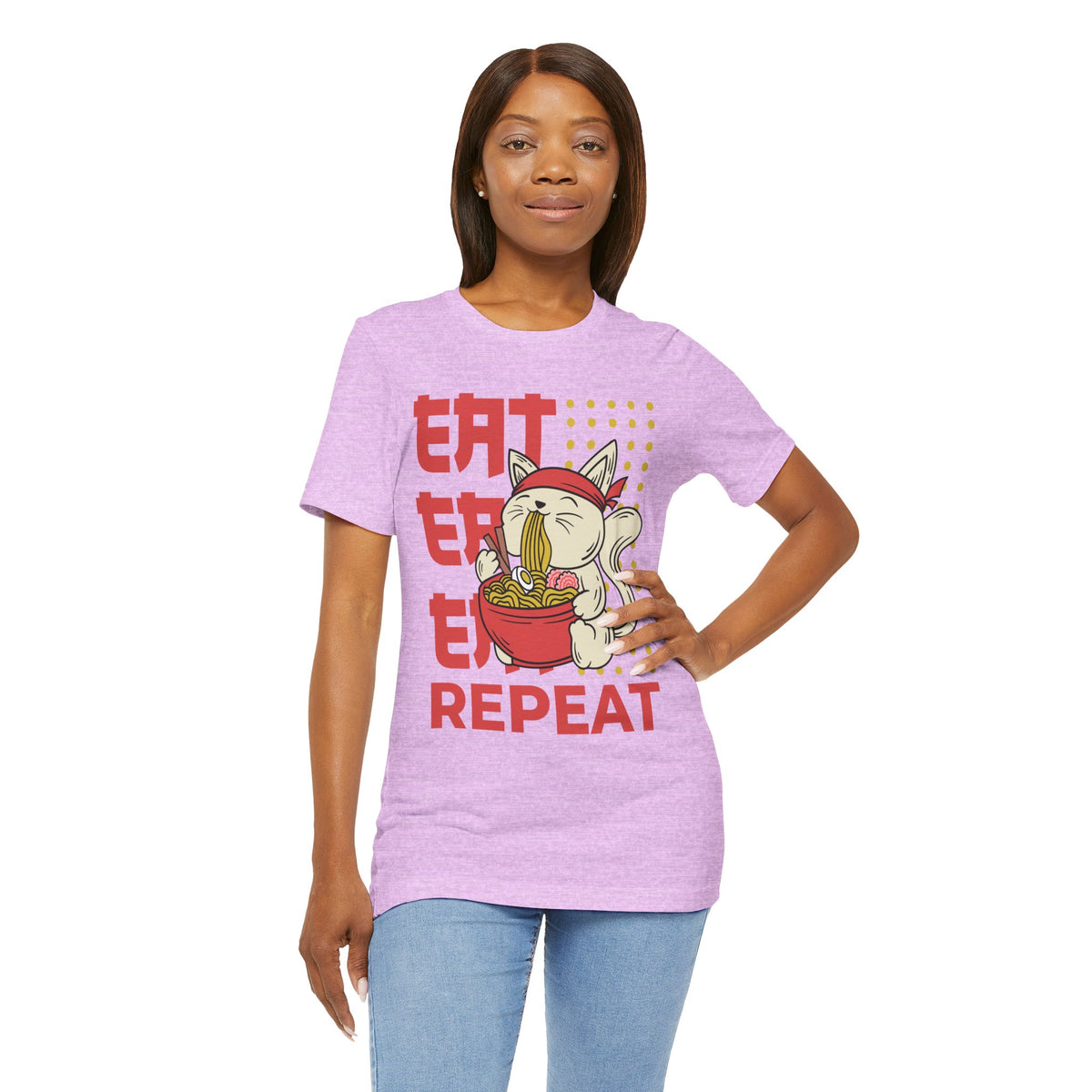 Ramen Cat Tee — "Eat Sleep Repeat" Cute Noodle Lover T-Shirt