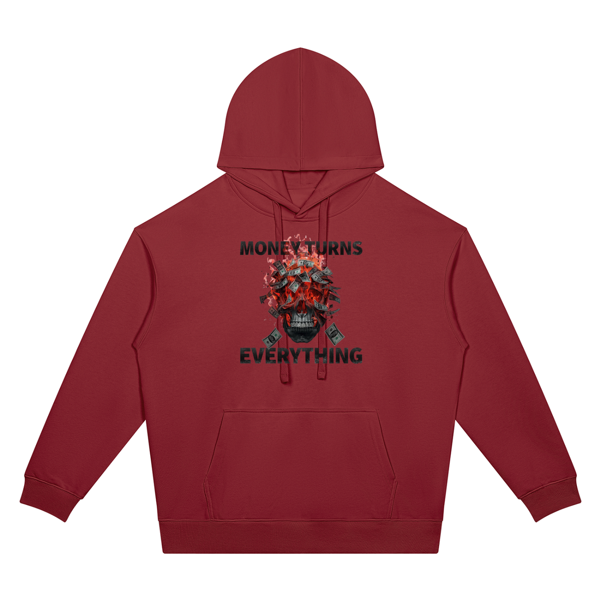 Burning Money Two-Sided Graphic Drop Shoulder Hoodie