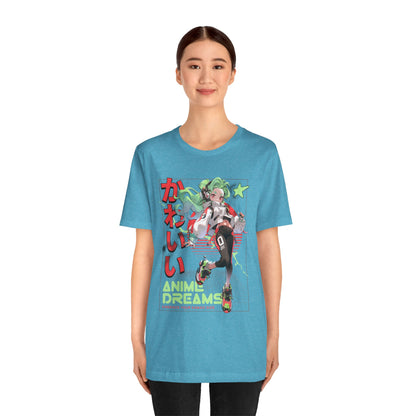 Anime Dreams Kawaii Tee — Neon Retro Anime Girl Graphic T-Shirt
