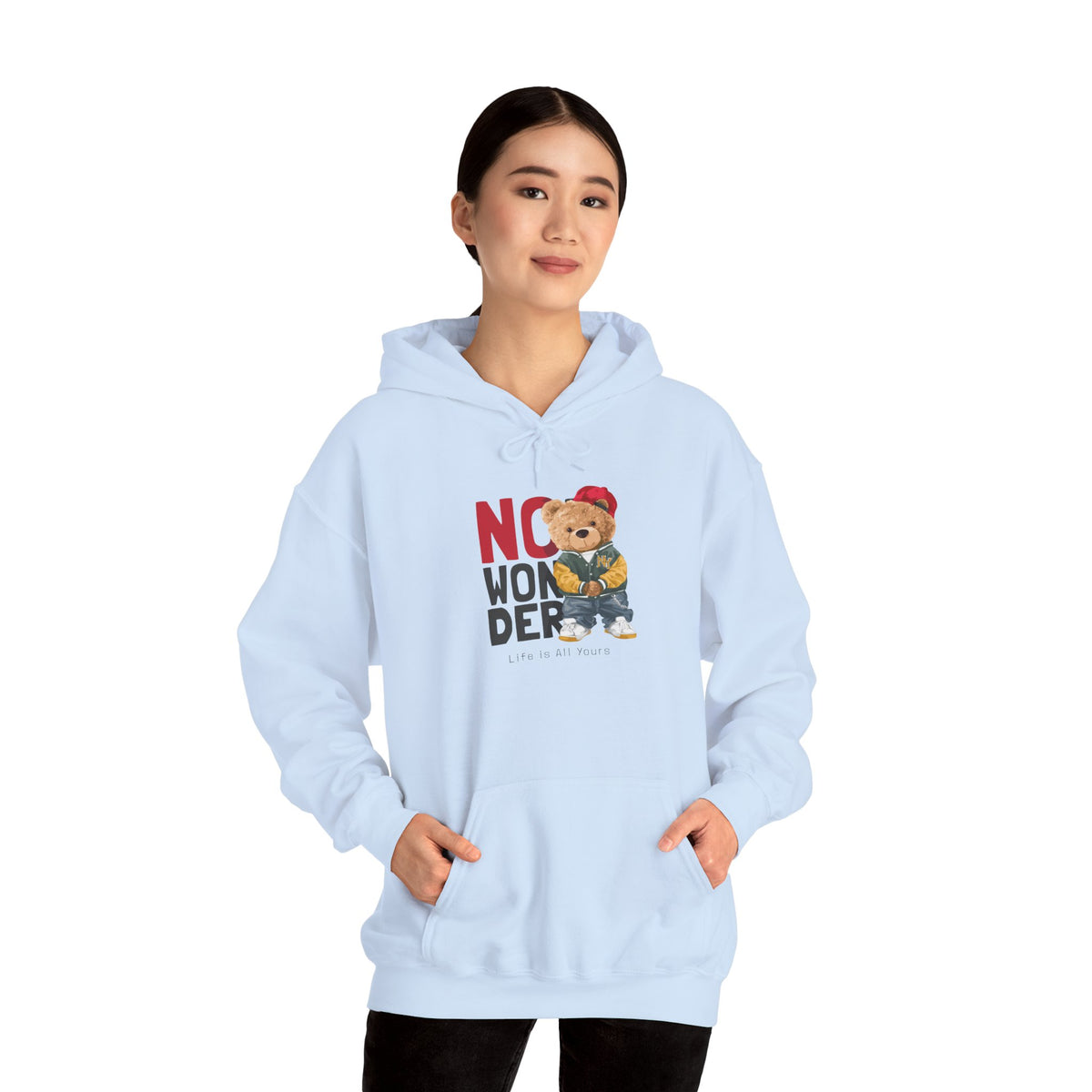 No Wonder Bear Hoodie – Cute Teddy Graphic Hooded Sweatshirt