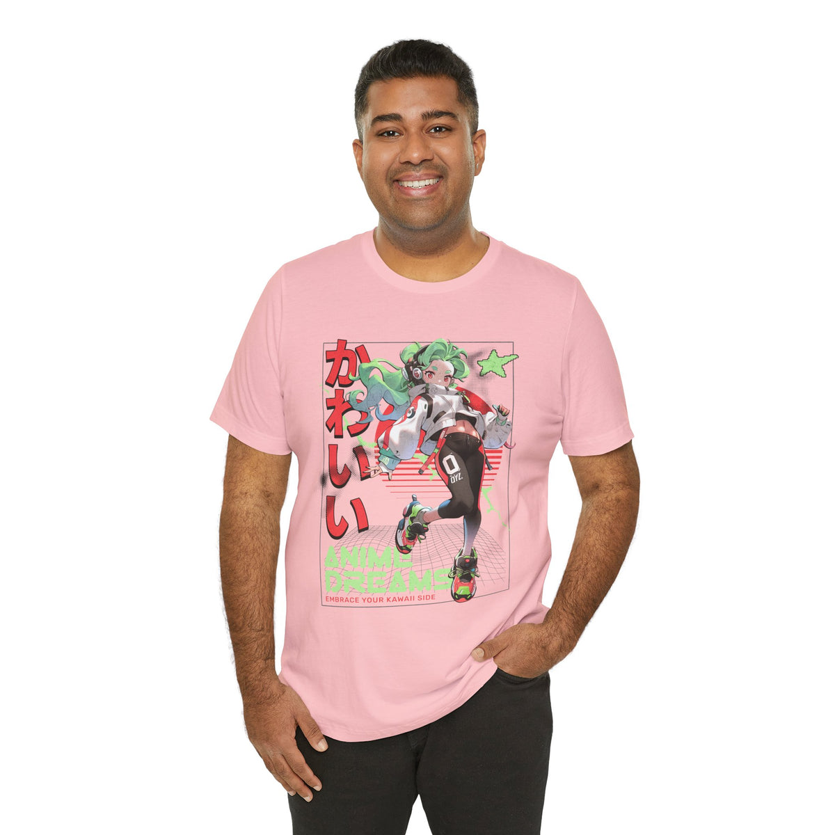 Anime Dreams Kawaii Tee — Neon Retro Anime Girl Graphic T-Shirt