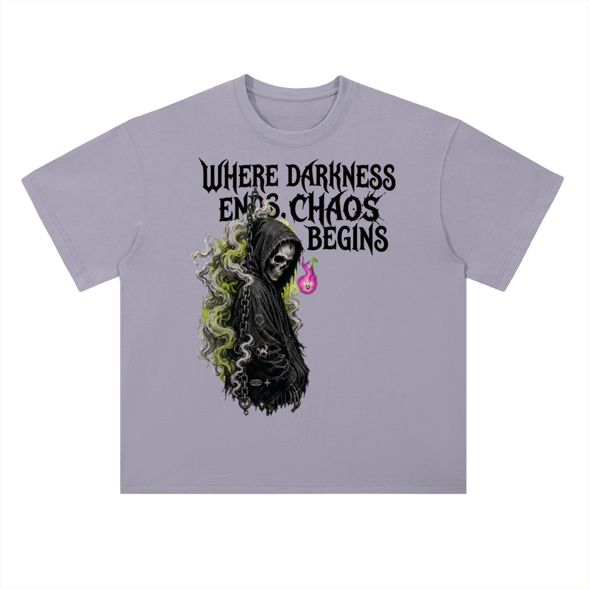 Where Darkness Ends Grim Reaper Graphic Drop Shoulder Tee