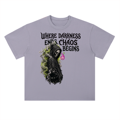 Where Darkness Ends Grim Reaper Graphic Drop Shoulder Tee