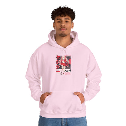 Anime Girl Graphic Hoodie — Red Retro Japanese Manga Design
