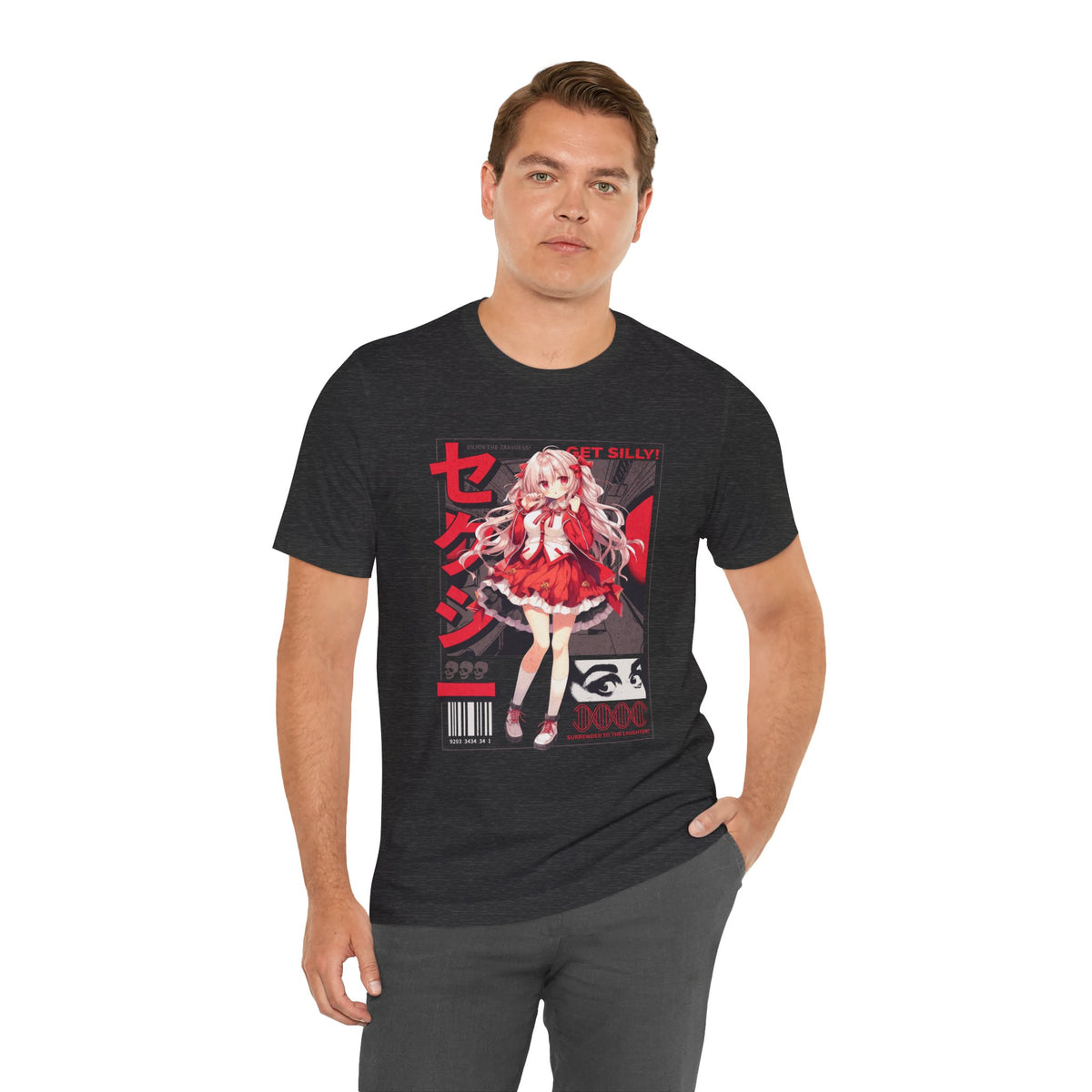 Anime Girl Graphic Tee — "Get Silly!" Red Harajuku Style T-Shirt
