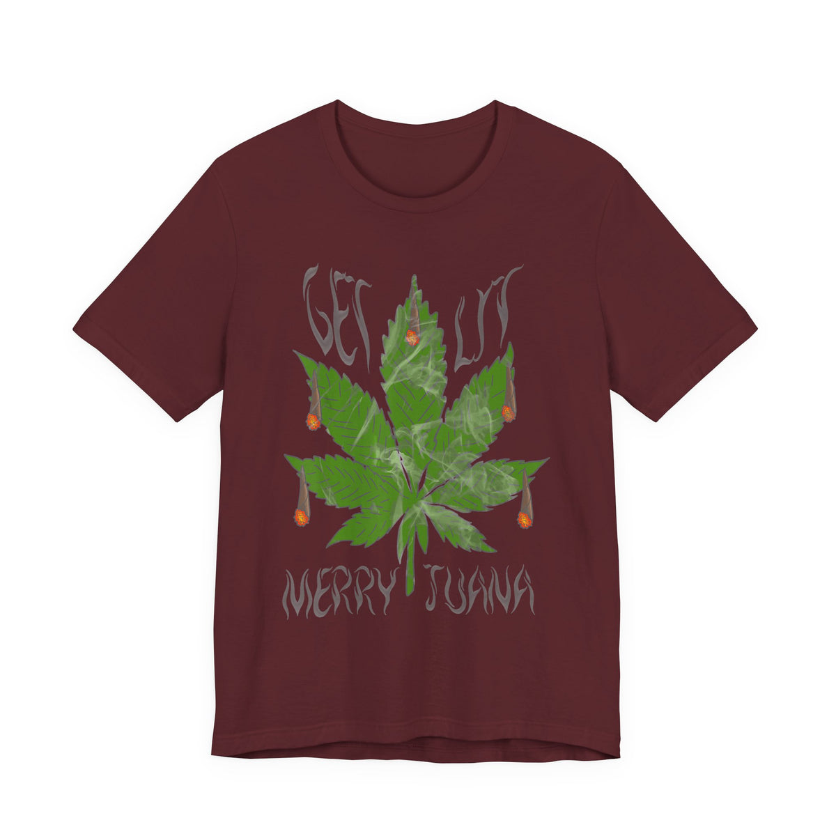 Merry Tijuana Cannabis Leaf Tee — 'Get Lit' Holiday Marijuana T-Shirt