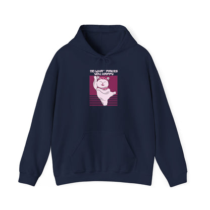 Hoodie — Retro Pink Cat 'Do What Makes You Happy' Graphic Sweatshirt