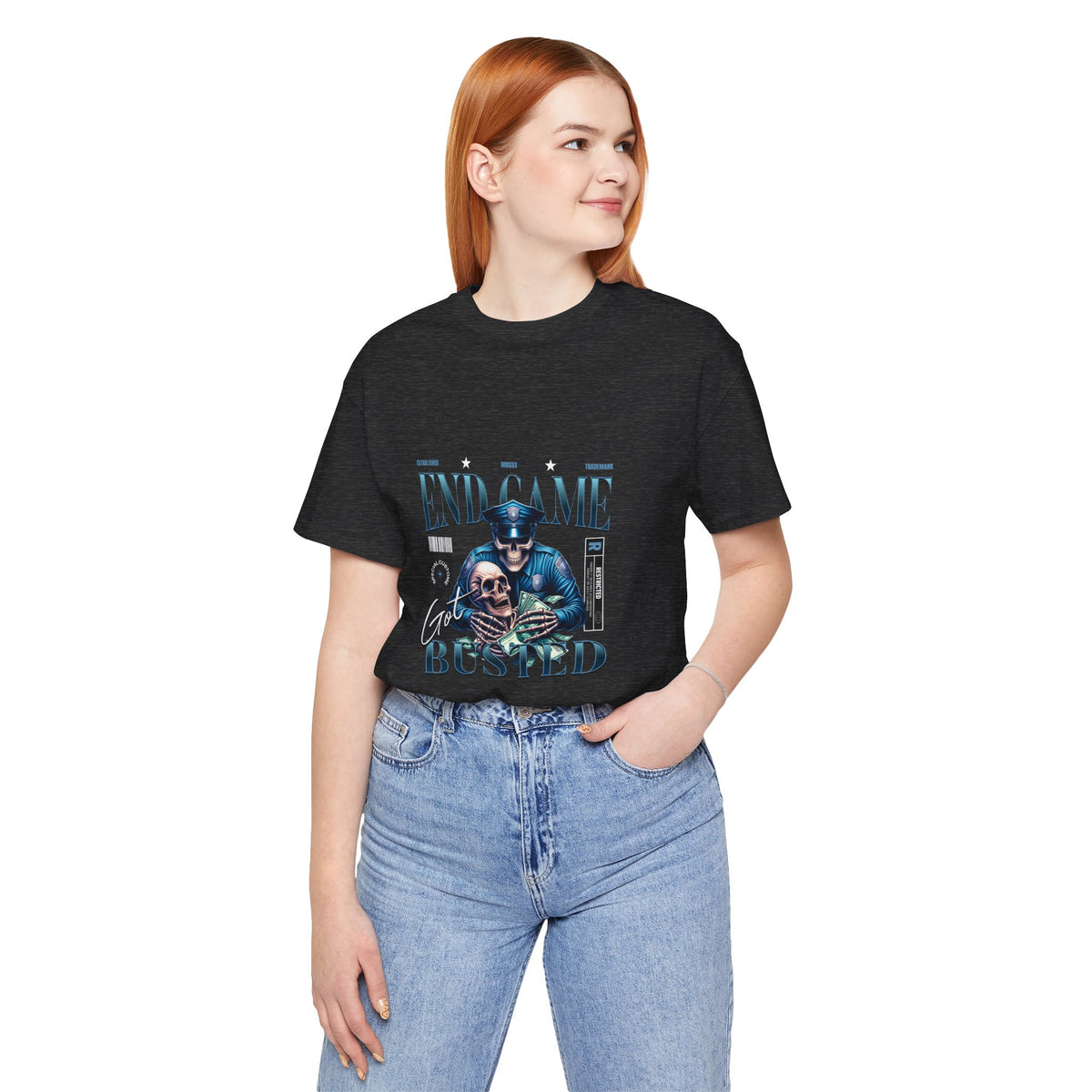 Endgame Got Busted Tee — Police Skull Graphic T-Shirt