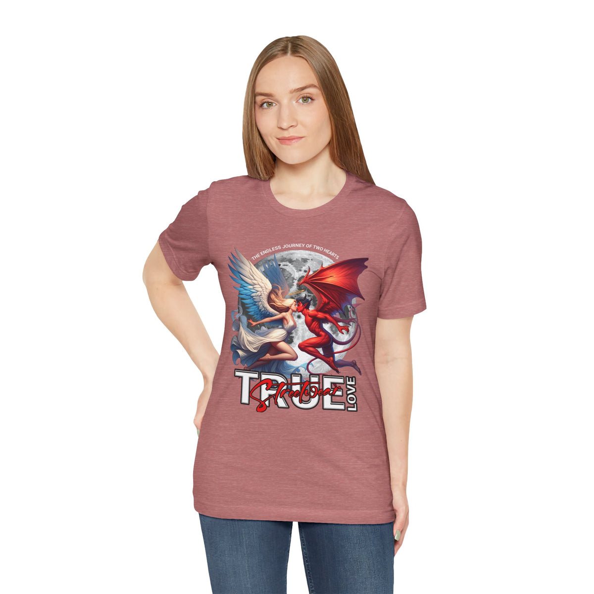 True Love Tee — Angel & Devil Heart Graphic T-Shirt
