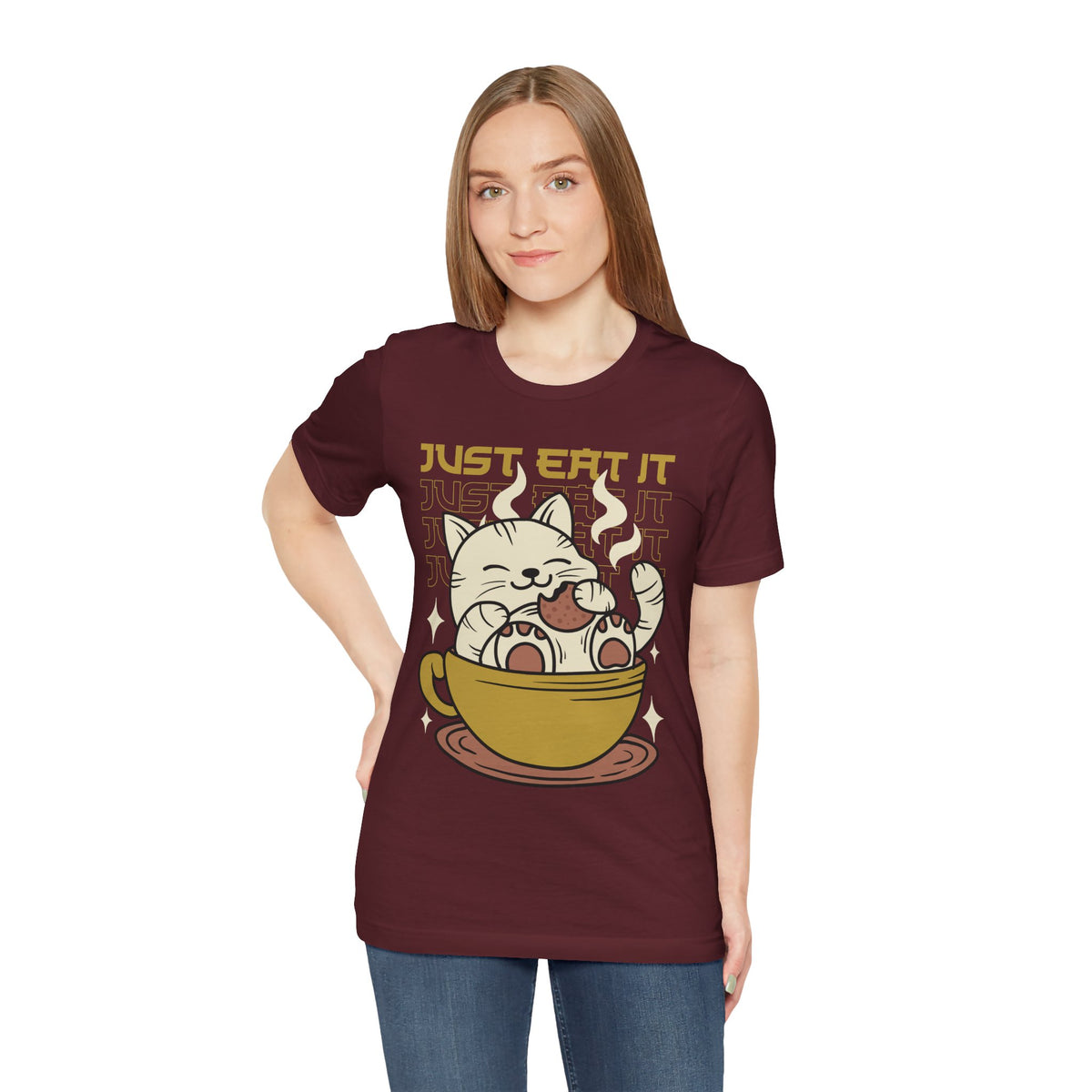 Just Eat It Cat Tee — Cute Kawaii Cat in Tea Cup T-Shirt