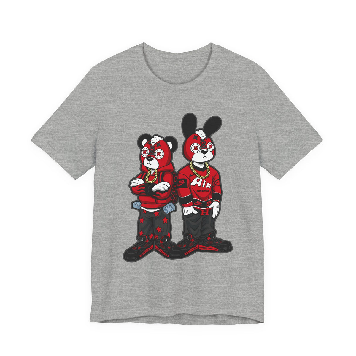 Streetwear Cartoon Bear & Bunny Tee — Hip Hop Graphic T-Shirt