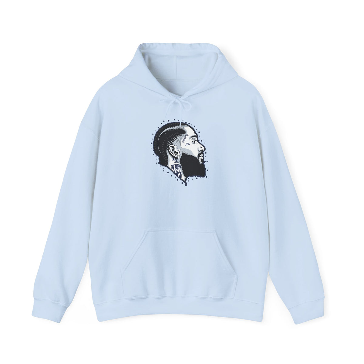 Portrait Graphic NIPSEY – Side Profile Ink Illustration Hooded