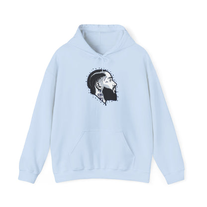 Portrait Graphic NIPSEY – Side Profile Ink Illustration Hooded