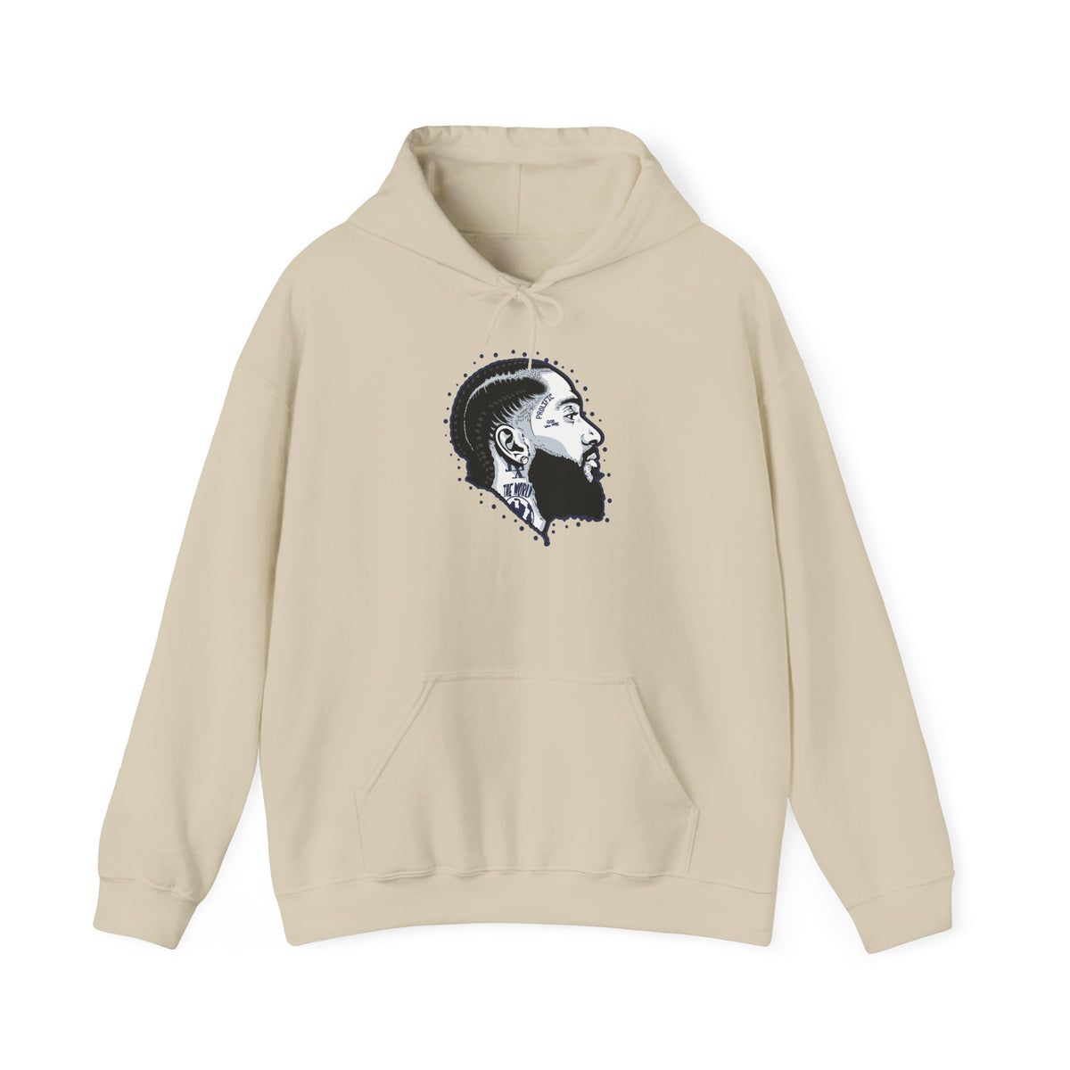 Portrait Graphic NIPSEY – Side Profile Ink Illustration Hooded
