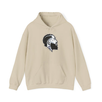 Portrait Graphic NIPSEY – Side Profile Ink Illustration Hooded