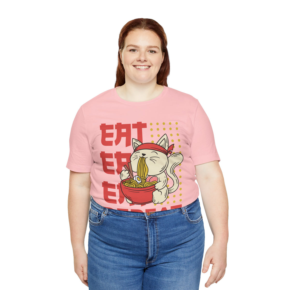 Ramen Cat Tee — "Eat Sleep Repeat" Cute Noodle Lover T-Shirt