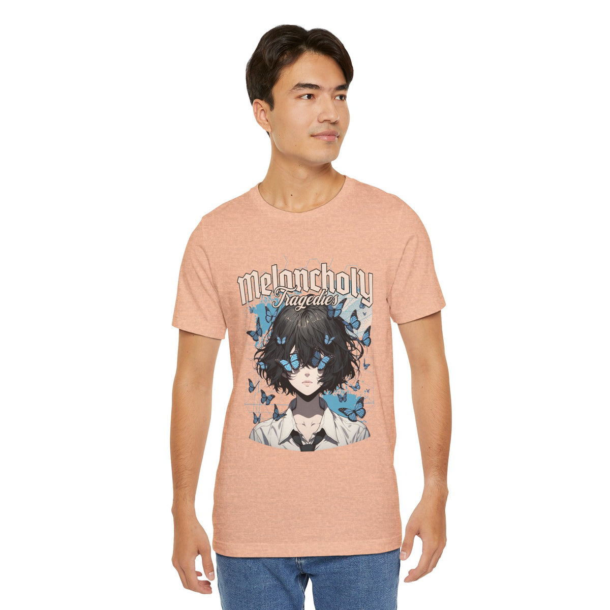 Melancholy Tragedia Anime Tee — Blue Butterflies Graphic T-Shirt
