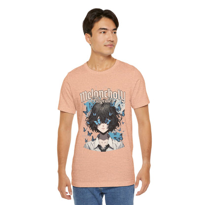 Melancholy Tragedia Anime Tee — Blue Butterflies Graphic T-Shirt