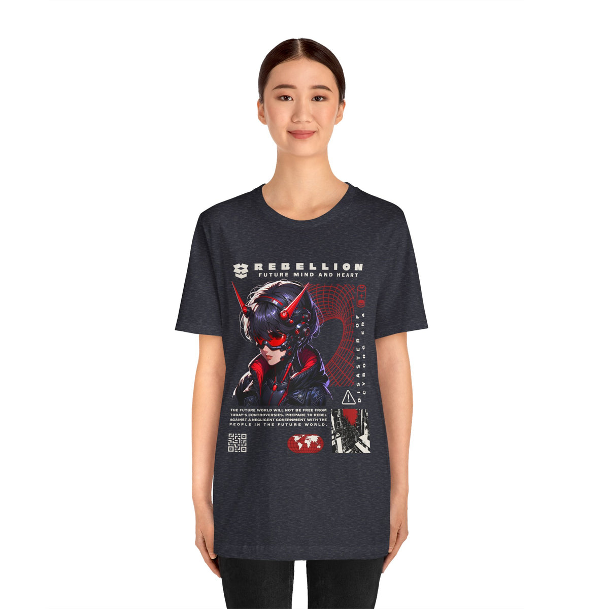 Anime Devil Girl Graphic Tee — "Rebellion" Cyberpunk Streetwear