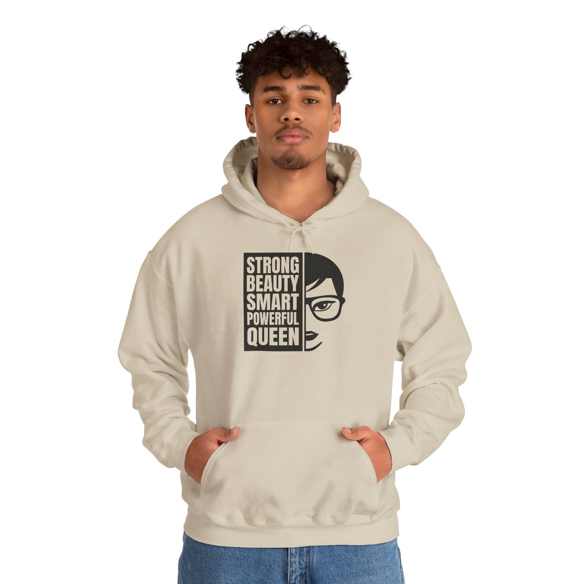 Queen Portrait Hoodie — "Strong Beauty Smart Powerful Queen" Empowerment Sweatshirt