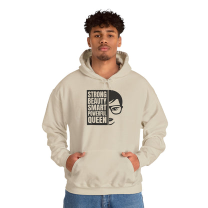 Queen Portrait Hoodie — "Strong Beauty Smart Powerful Queen" Empowerment Sweatshirt