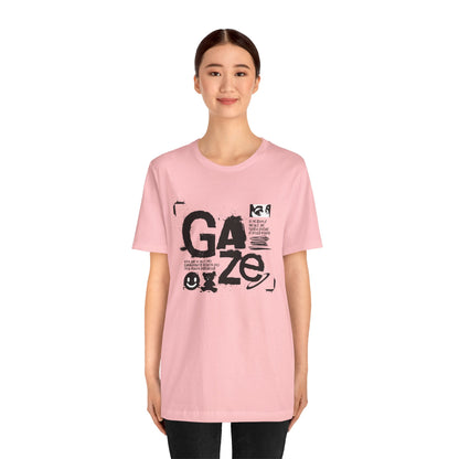 Gaze Typography Graphic Tee — Abstract Monochrome Text Art T-Shirt