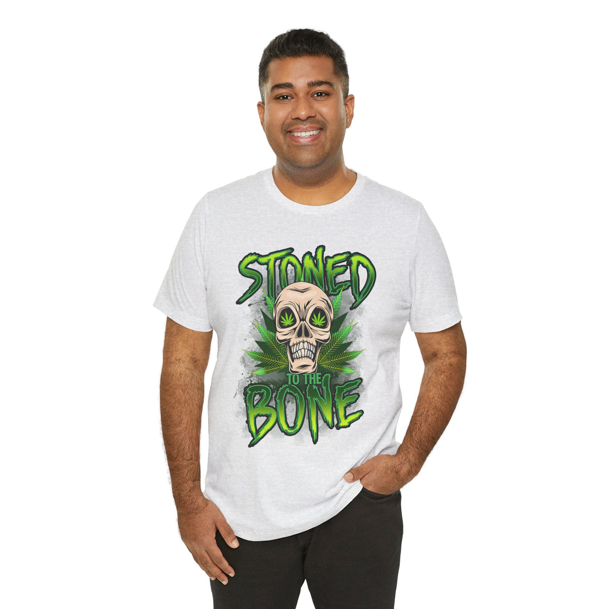 Stoned to the Bone Skull Tee — Cannabis Leaf Graphic T-Shirt