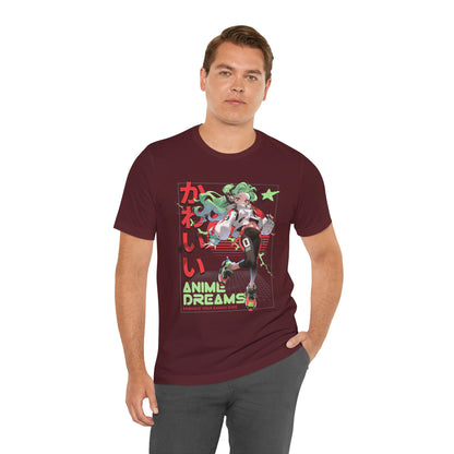 Anime Dreams Kawaii Tee — Neon Retro Anime Girl Graphic T-Shirt