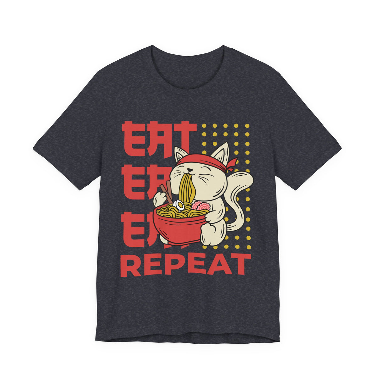 Ramen Cat Tee — "Eat Sleep Repeat" Cute Noodle Lover T-Shirt
