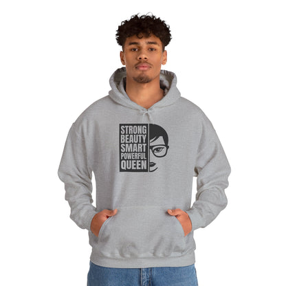 Queen Portrait Hoodie — "Strong Beauty Smart Powerful Queen" Empowerment Sweatshirt