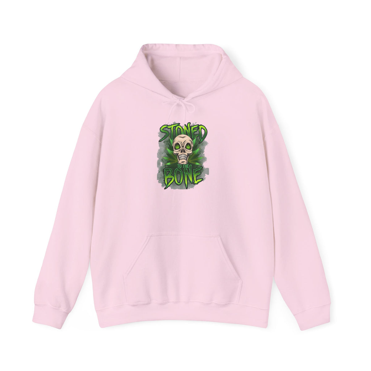 Skull 'Stoned Bone' Hoodie – Green Cannabis Skull Graphic Pullover
