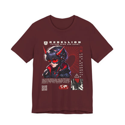 Anime Devil Girl Graphic Tee — "Rebellion" Cyberpunk Streetwear