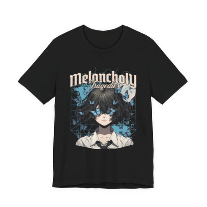Melancholy Tragedia Anime Tee — Blue Butterflies Graphic T-Shirt