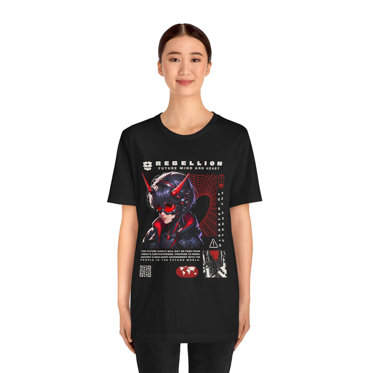 Anime Devil Girl Graphic Tee — "Rebellion" Cyberpunk Streetwear