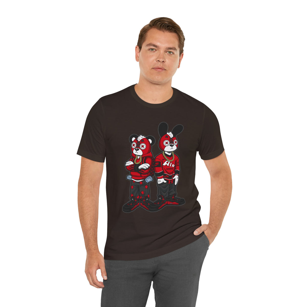 Streetwear Cartoon Bear & Bunny Tee — Hip Hop Graphic T-Shirt