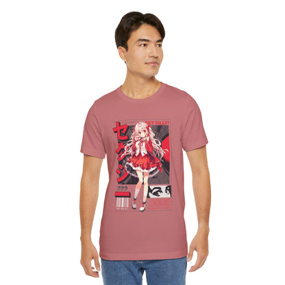 Anime Girl Graphic Tee — "Get Silly!" Red Harajuku Style T-Shirt