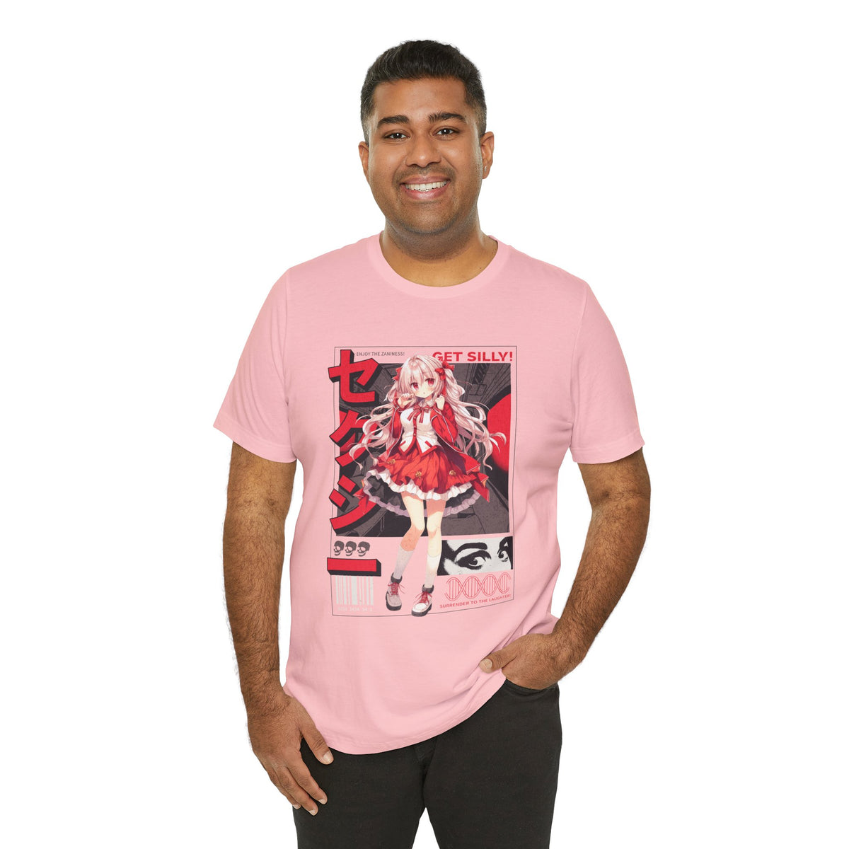 Anime Girl Graphic Tee — "Get Silly!" Red Harajuku Style T-Shirt