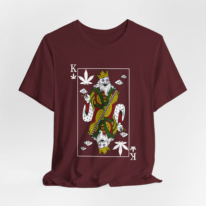 King of Leaves Graphic Tee — Playing Card Cannabis Design