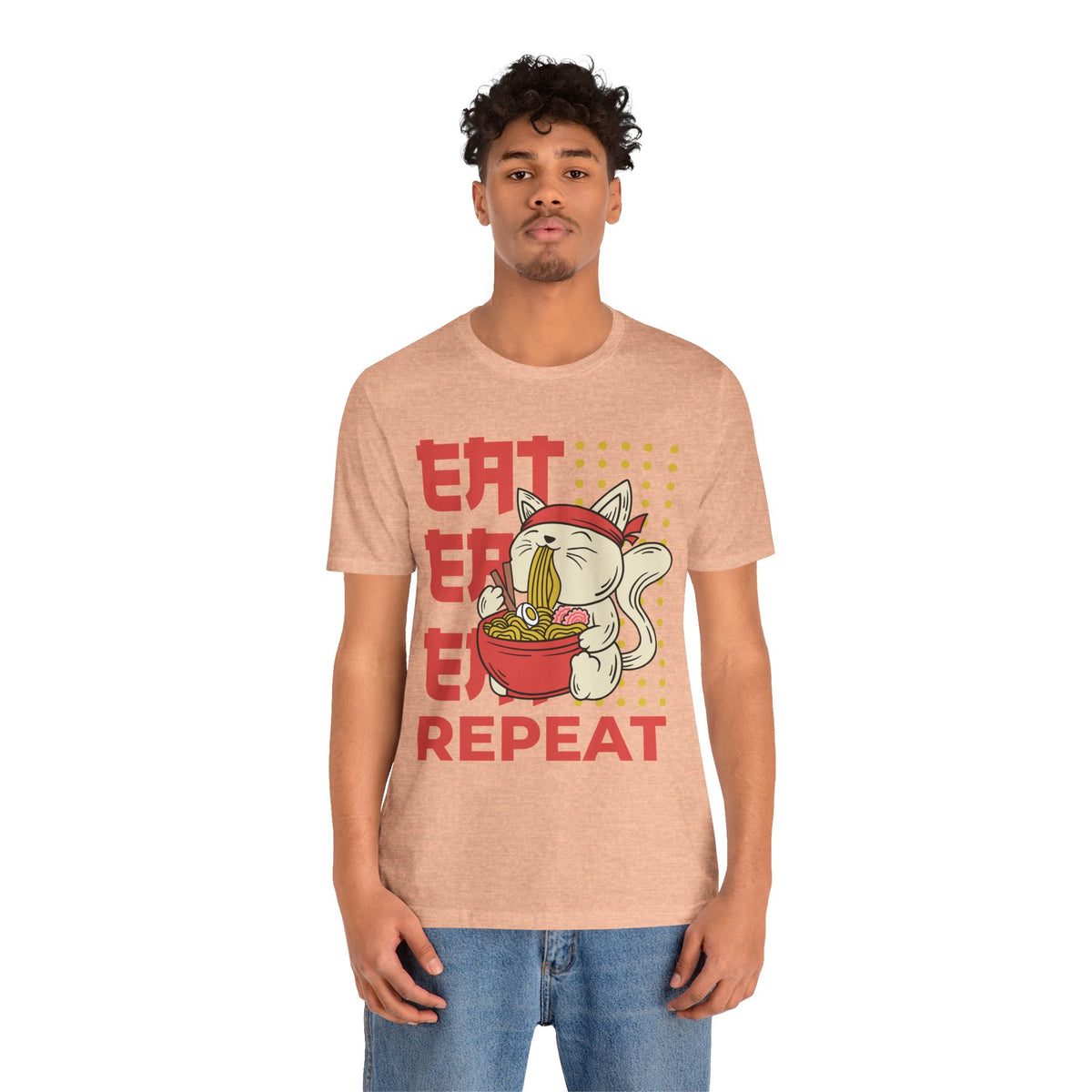 Ramen Cat Tee — "Eat Sleep Repeat" Cute Noodle Lover T-Shirt