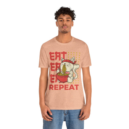 Ramen Cat Tee — "Eat Sleep Repeat" Cute Noodle Lover T-Shirt