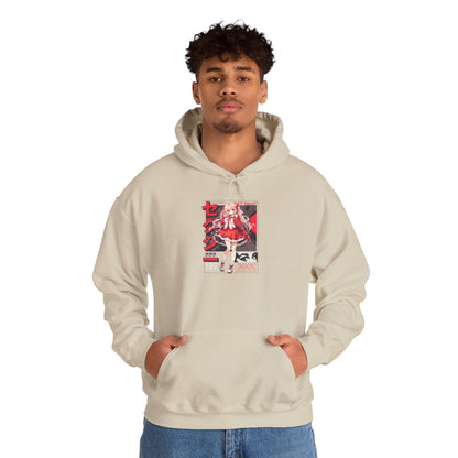 Anime Girl Graphic Hoodie — Red Retro Japanese Manga Design