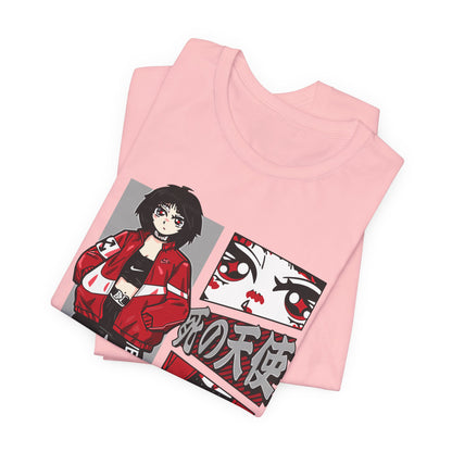 Anime Streetwear Tee — Red-Jacket Angel Graphic