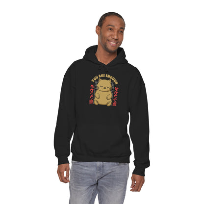 Hoodie — Cute 'You Are Enough' Kawaii Cat Comfort Hoodie