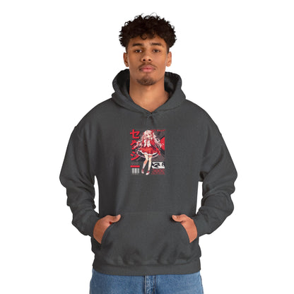 Anime Girl Graphic Hoodie — Red Retro Japanese Manga Design