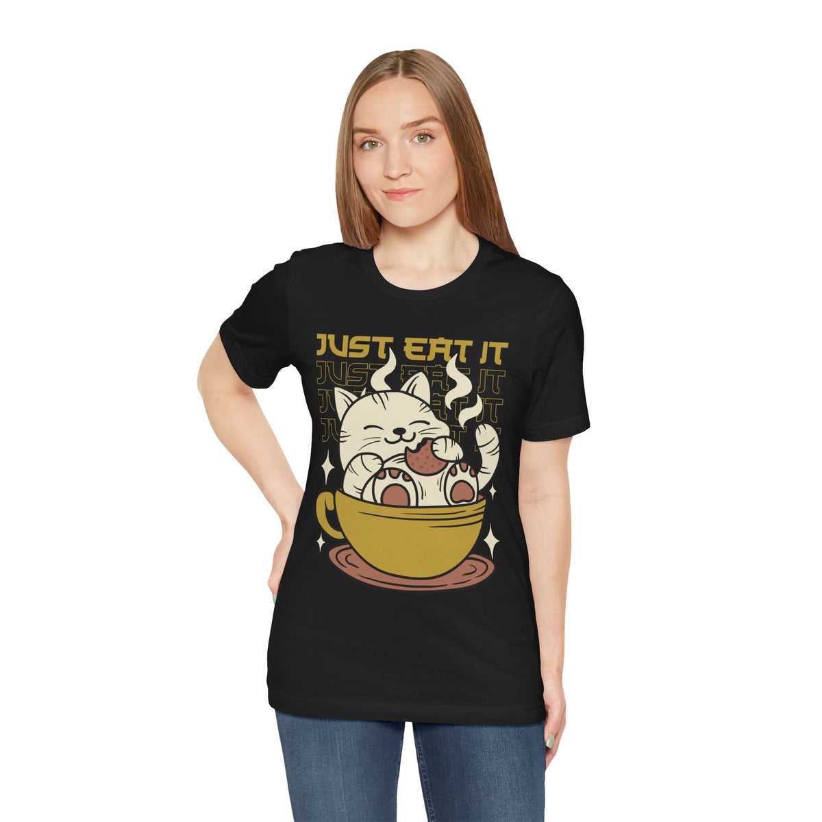 Just Eat It Cat Tee — Cute Kawaii Cat in Tea Cup T-Shirt