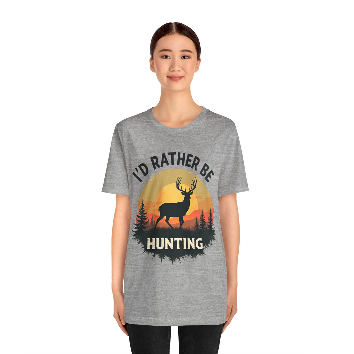 I'd Rather Be Hunting T‑Shirt — Deer Sunset Outdoor Hunting Tee